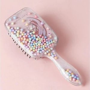 Pink mermaid princess fun confetti hair brush nwt